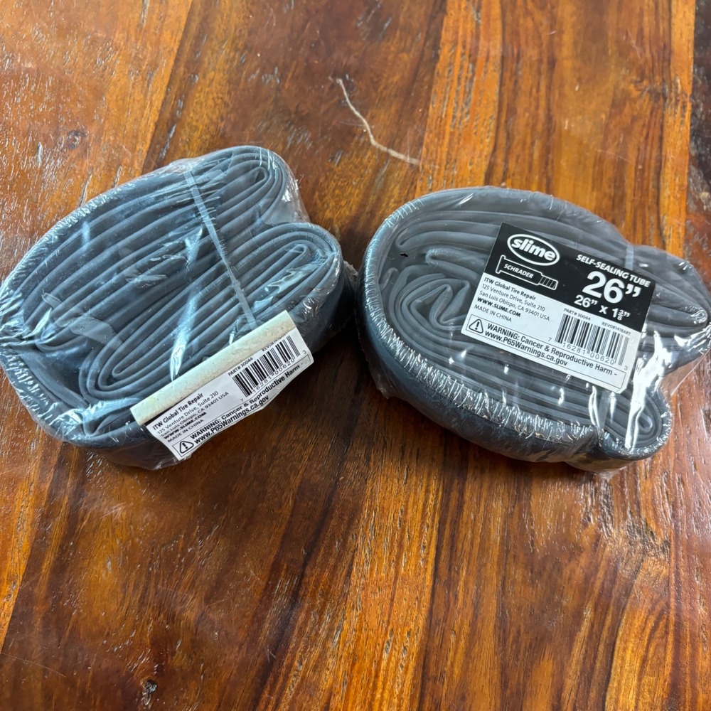 Slime Self-Sealing 26 Inch Bicycle Inner Tube Schrader Valve 26 x 1-3/8 Lot of 2